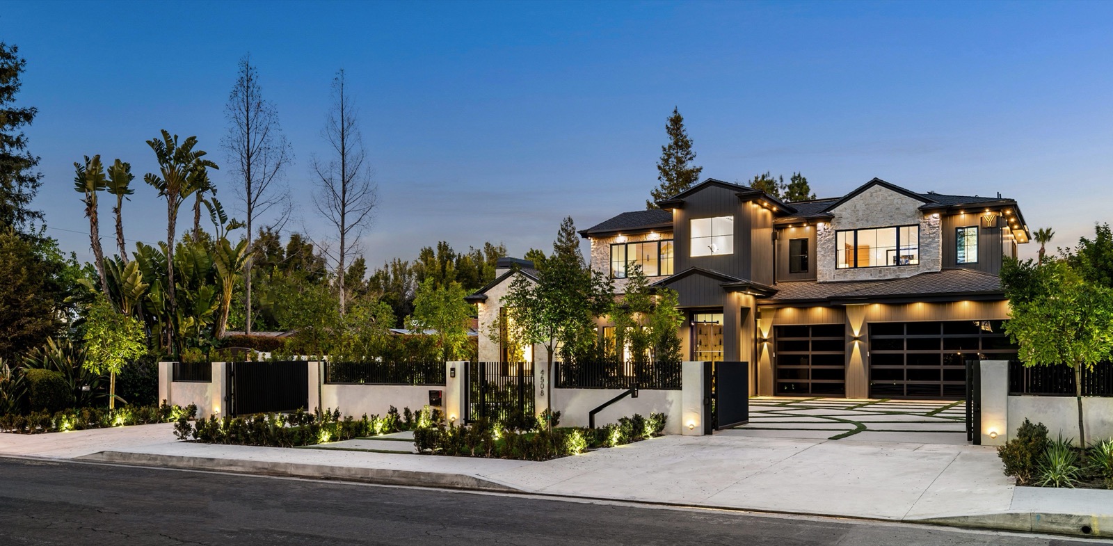 Luxury home exterior at dusk in a Southlake master-planned community