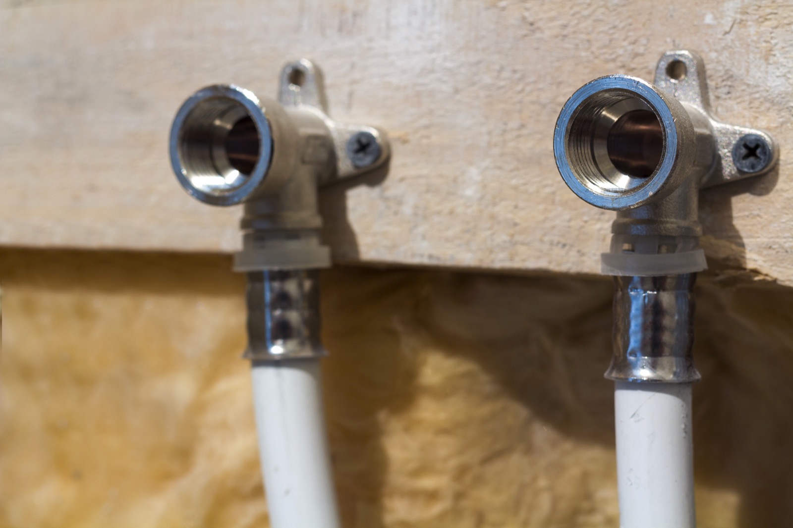 Plumbing pipes connected during an installation, including vent piping